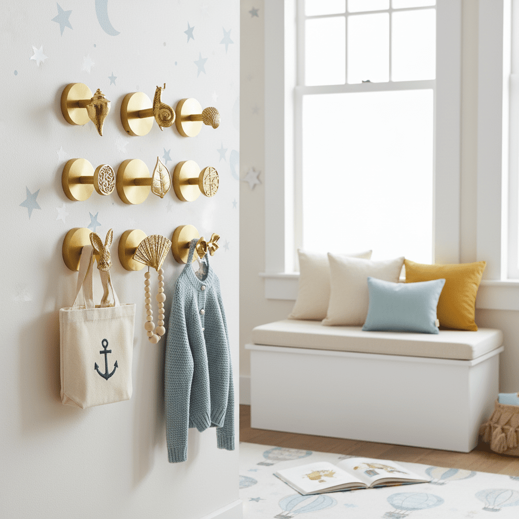 Crochet mural doré en cuivre - Porte-serviettes chambre DIY - Vue 3