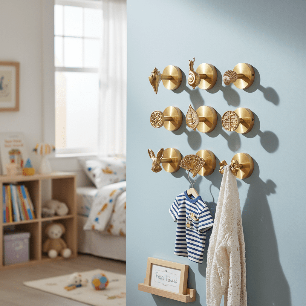 Crochet mural doré en cuivre - Porte-serviettes chambre DIY - Vue 6