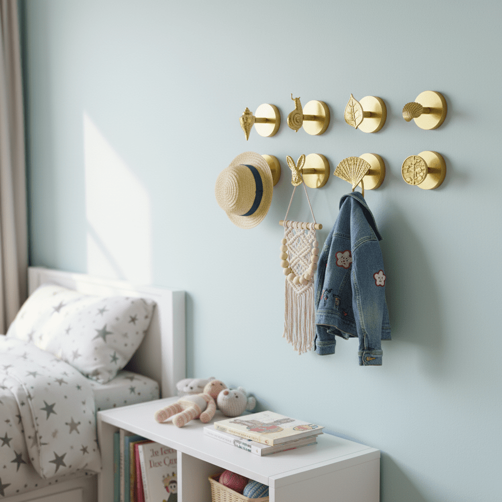 Crochet mural doré en cuivre - Porte-serviettes chambre DIY - Vue 7