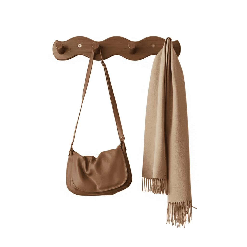 Crochets muraux en bambou pour clés, manteaux et sacs d'entrée - Vue 5