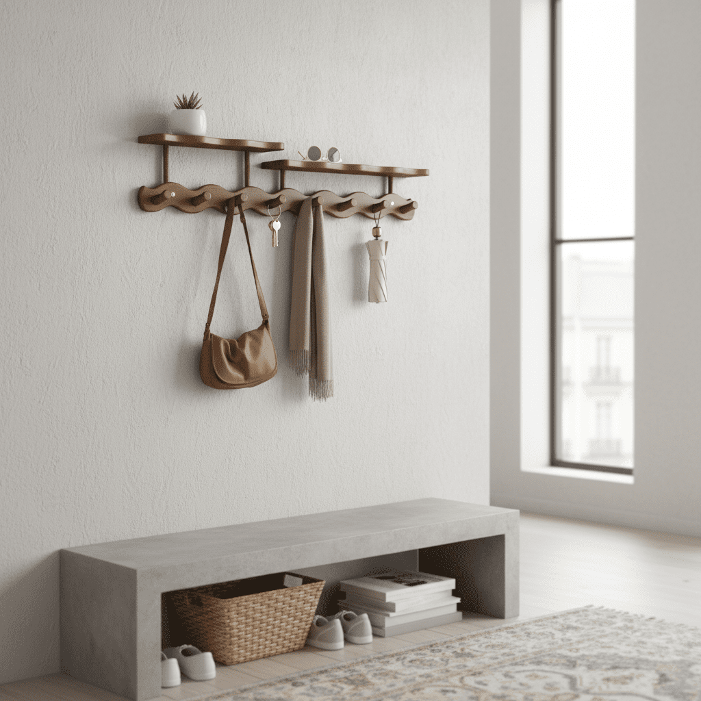 Crochets muraux en bambou pour clés, manteaux et sacs d'entrée - Vue 7