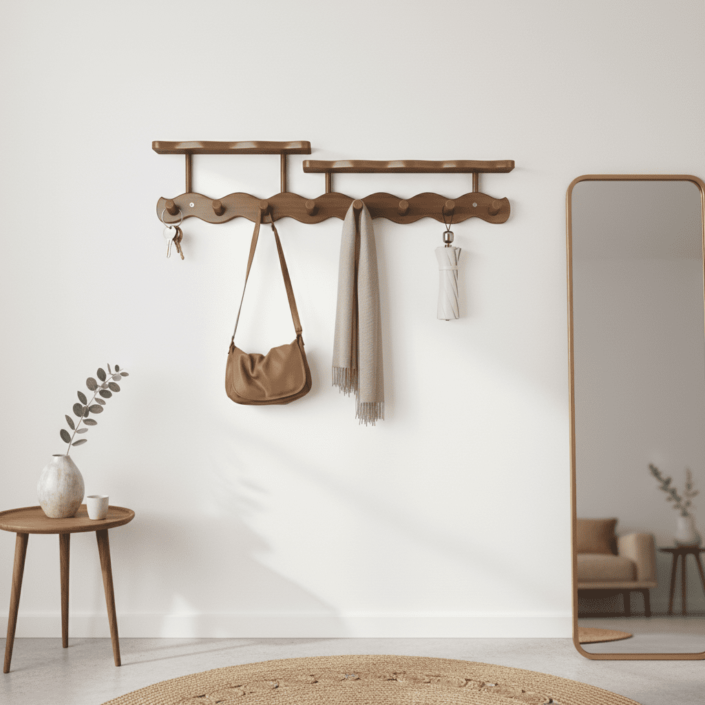 Crochets muraux en bambou pour clés, manteaux et sacs d'entrée - Vue 10