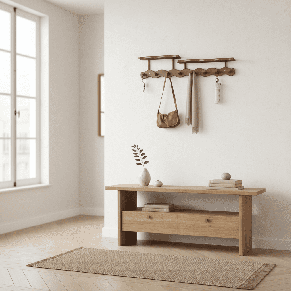 Crochets muraux en bambou pour clés, manteaux et sacs d'entrée - Vue 11