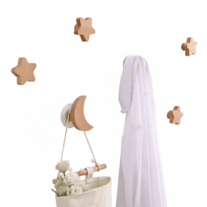 Crochet mural étoile en bois pour chambre enfant - Déco moderne - Vue 1