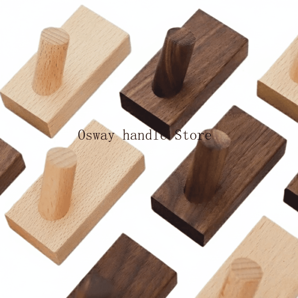 Crochet mural bois noyer - Rangement manteaux clés déco maison - Vue 1