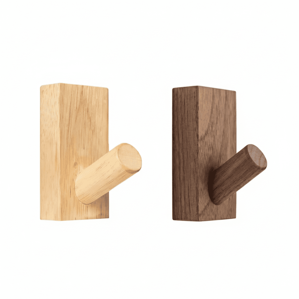 Crochet mural bois noyer - Rangement manteaux clés déco maison - Vue 3