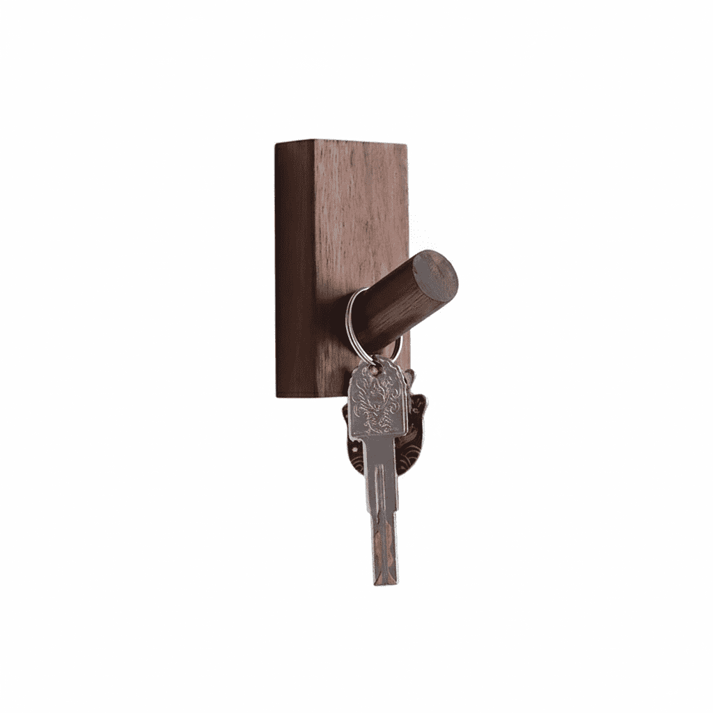 Crochet mural bois noyer - Rangement manteaux clés déco maison - Vue 4