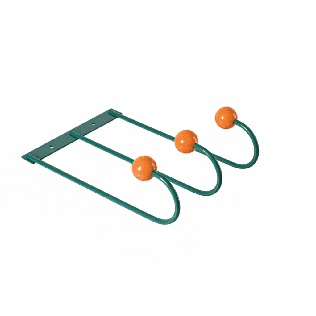 Crochets muraux vintage métal argenté et bois - antirouille - Vue 1