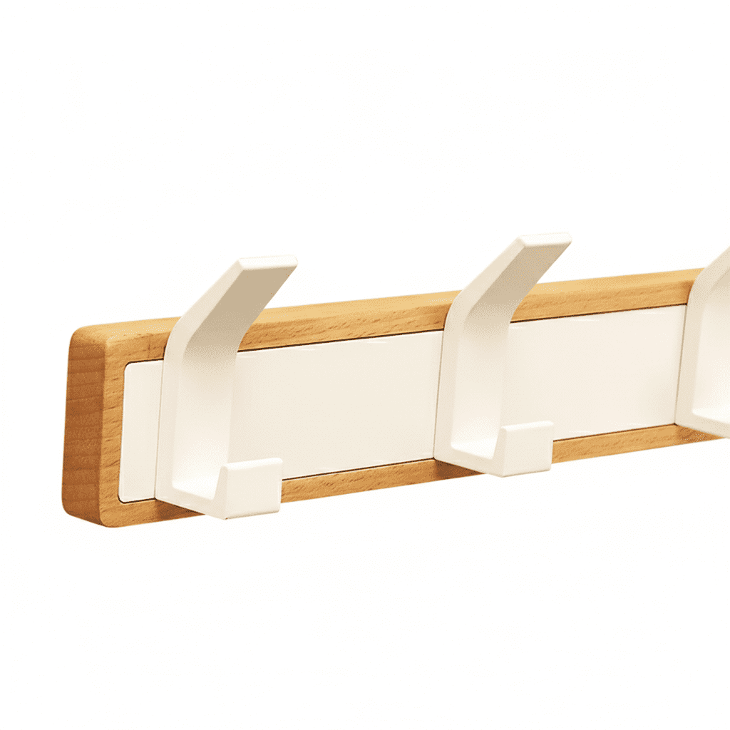 Cintres muraux bois massif - Crochets salle de bain multifonctions - Vue 4