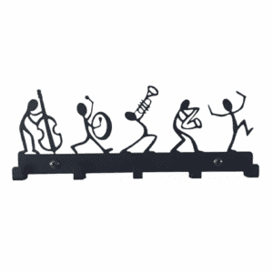 Porte-manteau mural vintage 5 crochets métal noir décoratif - Vue 1