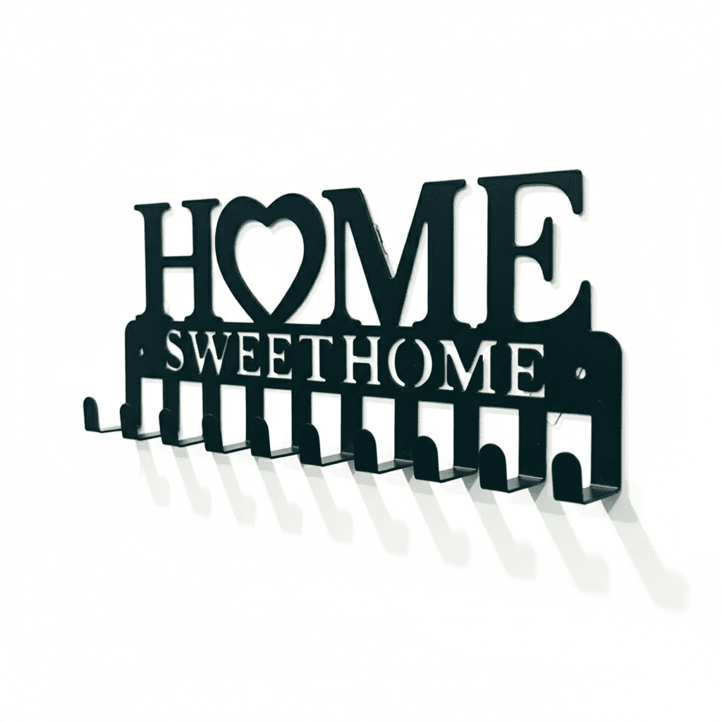 Porte-clés mural fer rustique - Crochets déco entrée cuisine - Vue 1