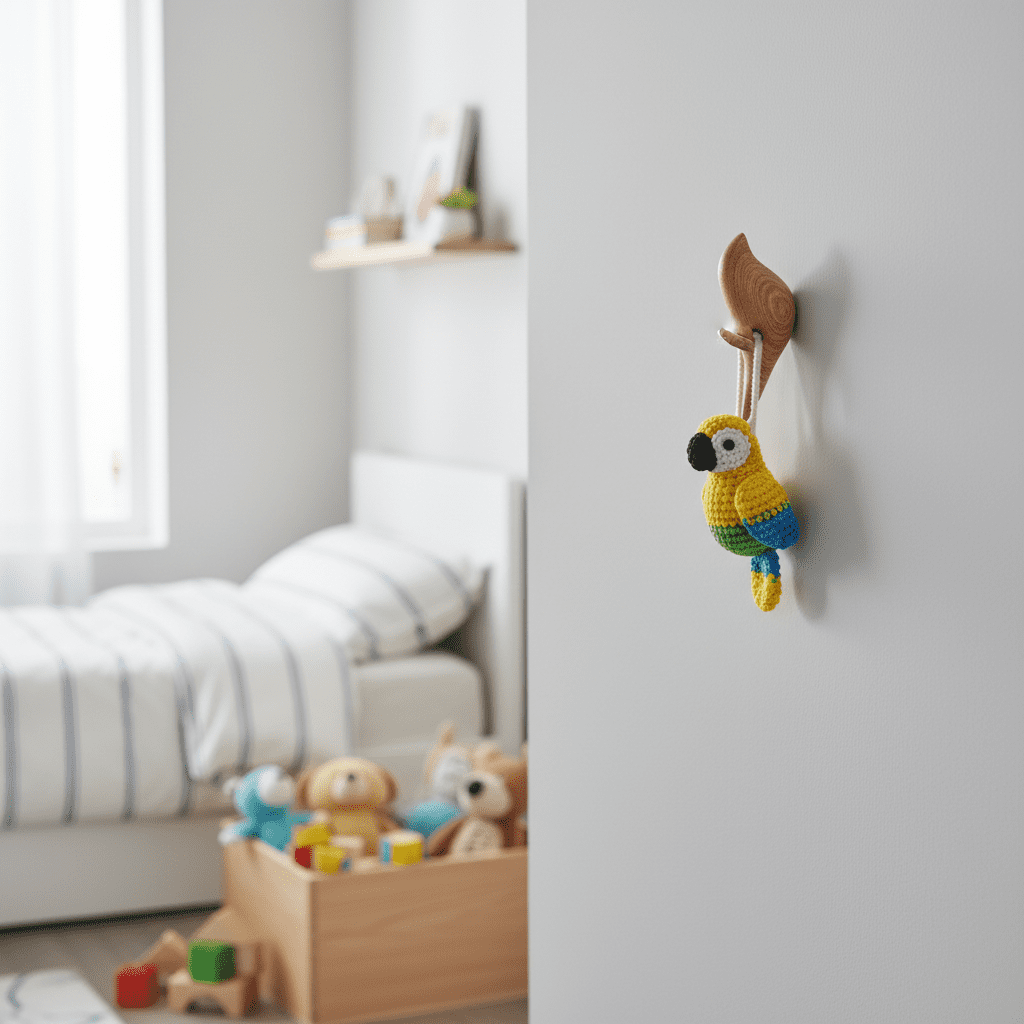 Crochet mural oiseau décoratif - Résine colorée pour enfant 11cm - Vue 8