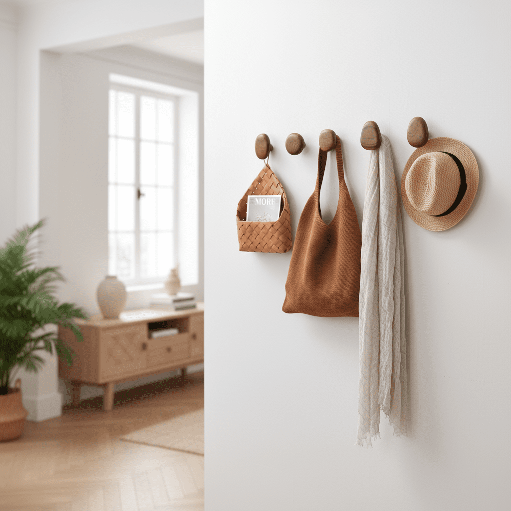 Crochet mural bois sans perçage - Patère design nordique 5kg - Vue 7