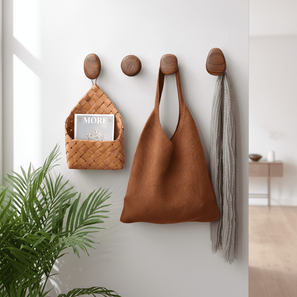 Crochet mural bois sans perçage - Patère design nordique 5kg - Vue 8