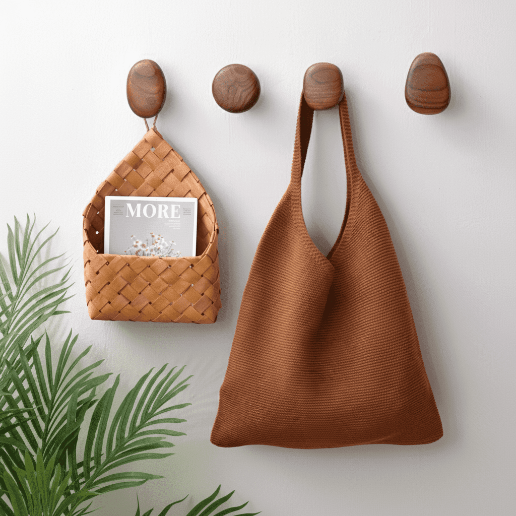 Crochet mural bois sans perçage - Patère design nordique 5kg - Vue 9