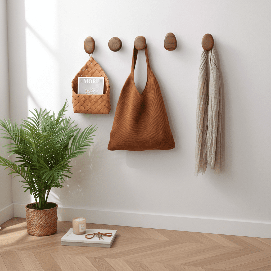 Crochet mural bois sans perçage - Patère design nordique 5kg - Vue 10