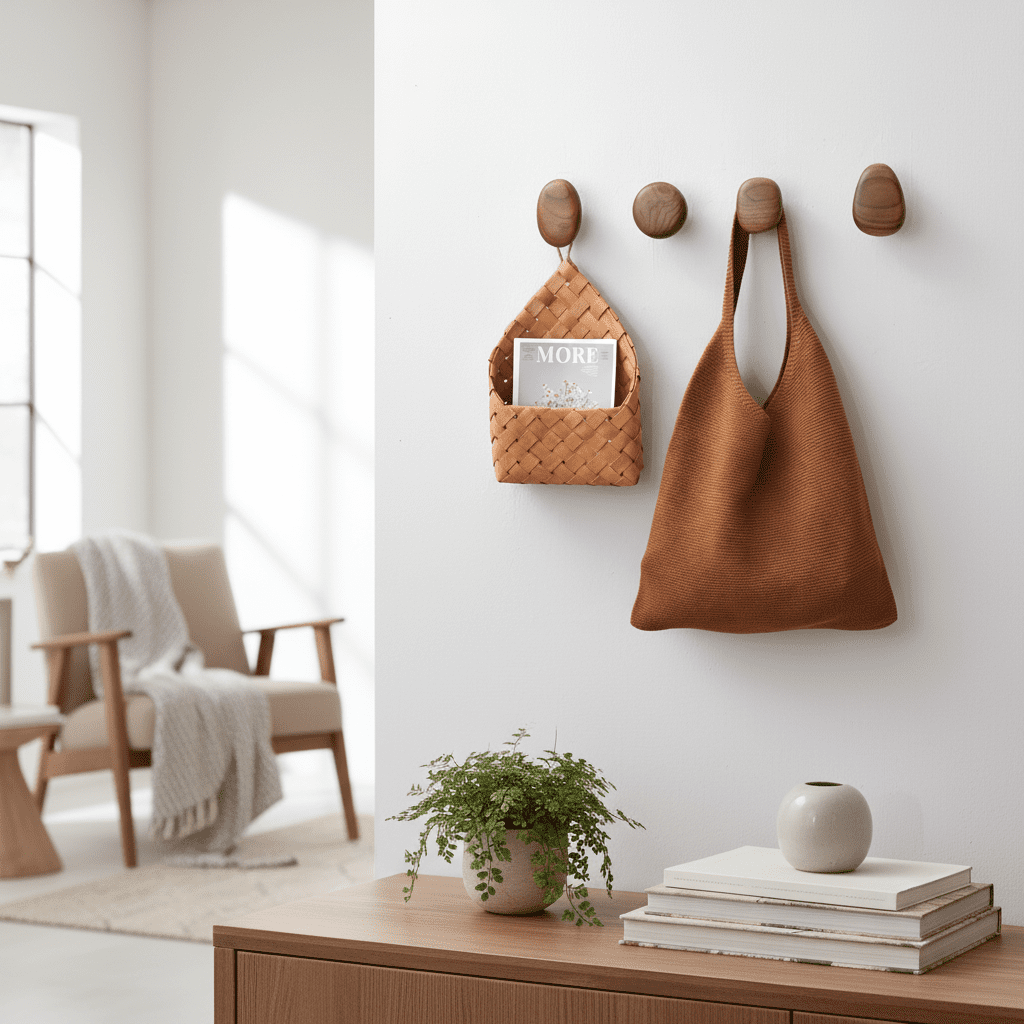 Crochet mural bois sans perçage - Patère design nordique 5kg - Vue 12