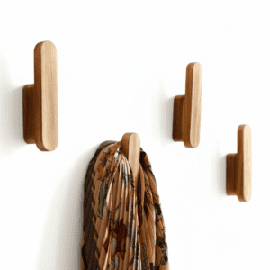 Crochet mural bois rustique artisanal - Porte manteau décoratif - Vue 1