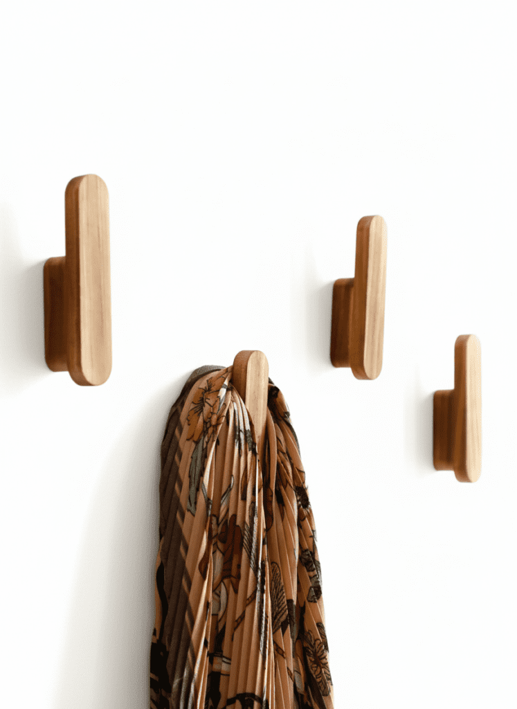 Crochet mural bois rustique artisanal - Porte manteau décoratif - Vue 1