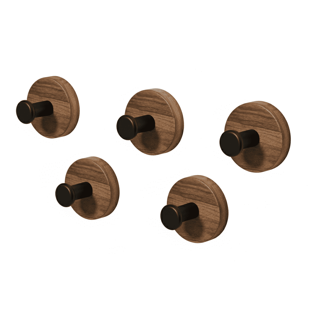 Crochet porte bois noyer adhésif - Porte-serviettes sans perçage - Vue 1