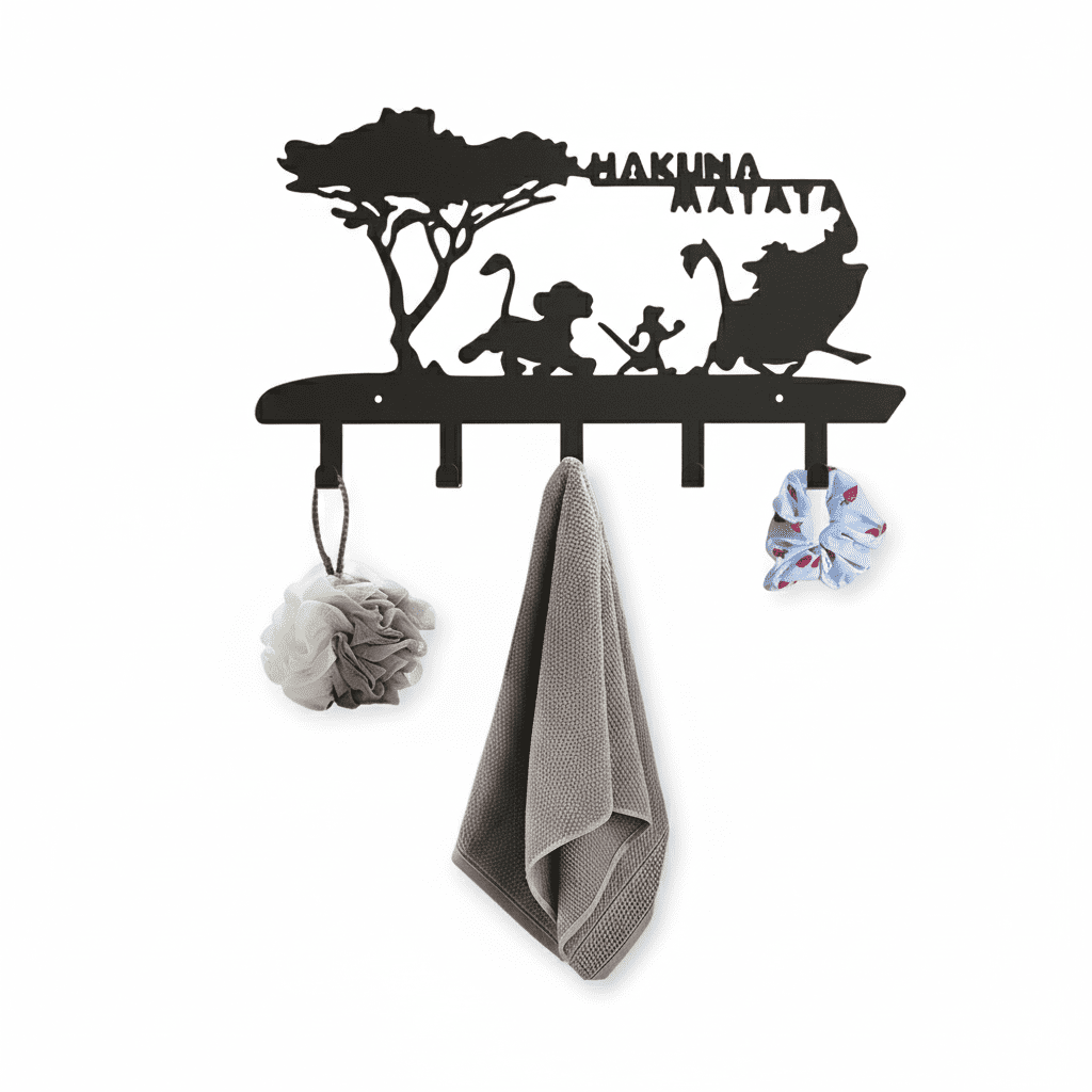 Porte-clés mural métal noir 5 crochets - Organisateur d'entrée - Vue 1