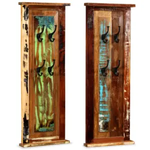 Patères en bois recyclé et fer forgé, charme campagnard