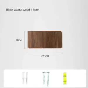Porte-manteau mural nordique en noyer avec crochets, pour dressing et chambre